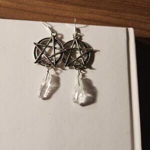 Pentagram crystal point earrings